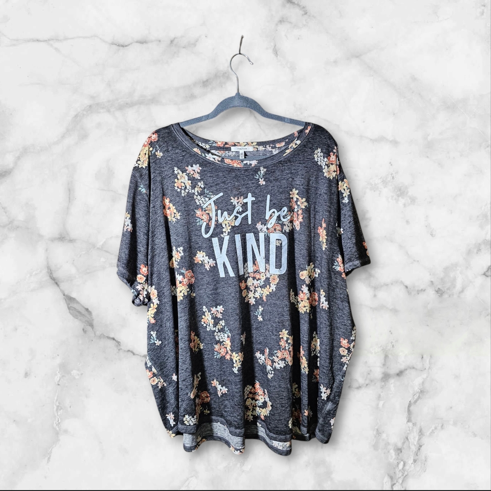 4X Maurices Gray Floral 'Just Be Kind' Tee